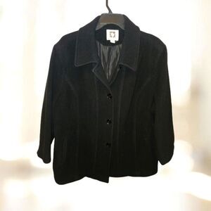 Anne klein wool pea coat black 3x